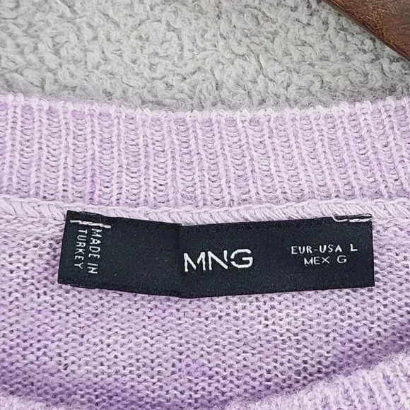 MNG Wool Blend Womens Lavender Crewneck Sweater Large 16PT - Picture 4 of 7